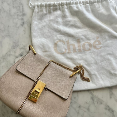 Chloe Drew Leather Crossbody Bag in Cement Pink - Oliver Barret
