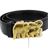 CARTIER Belt in Black Leather and Gilded Elephant Buckle - Oliver Barret