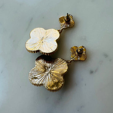 Flower gold drop earrings - Oliver Barret