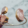 natural raw rose quartz hand made bracelet cuff - Oliver Barret