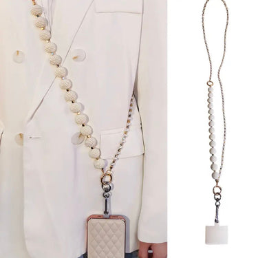 Multiple length pearl and beaded smartphone lanyard - Oliver Barret