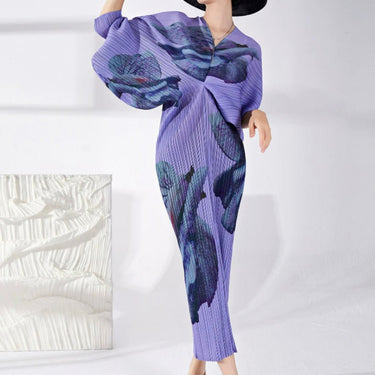 Pleats fold print dress in flower print - Oliver Barret