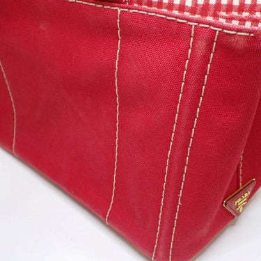 PRADA Canapa Check Handbag - Red - Oliver Barret