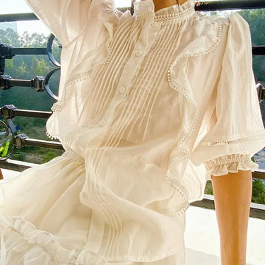 Sheer Blouse with Ruffle - Oliver Barret
