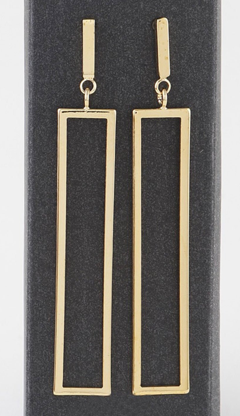Dangler Rectangular Gold Plated Rectangle Dangle Earrings - Perfect Gift – Oliver Barret