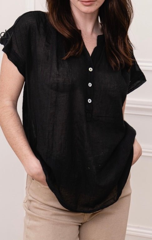 Cotton short sleeve blouse with mother of Pearl nitro - Oliver Barret