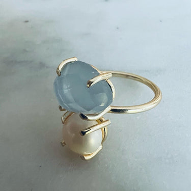 double decker : brass, amythest and Pearl ring - Oliver Barret
