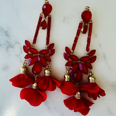 Drop earrings with rhinestones and fabric - Oliver Barret