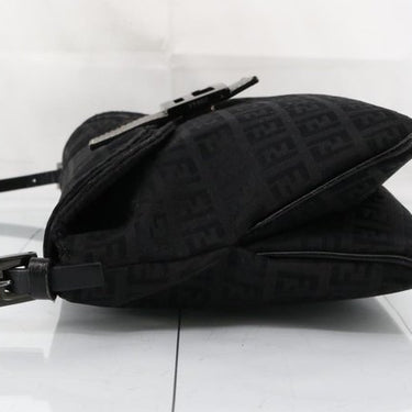 FENDI Zucchino Shoulder Bag Canvas/Leather Black - Oliver Barret