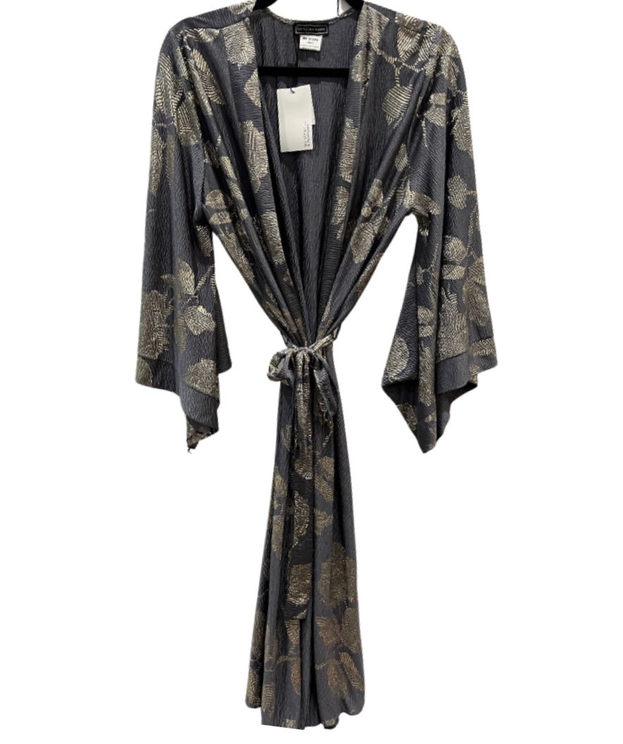 Gold Print Crinkle Kimono Robe/ Duster - Oliver Barret