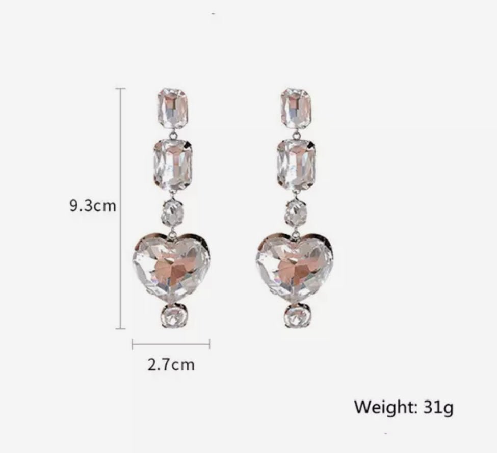 Heart Crystal drop earrings - Large - Oliver Barret