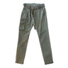 High Rise Stretch Khaki Cargo Jeans with sash belt - Oliver Barret