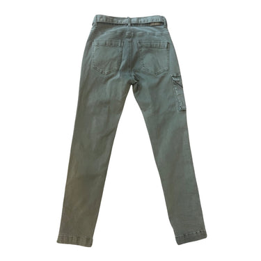 High Rise Stretch Khaki Cargo Jeans with sash belt - Oliver Barret