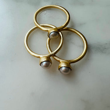 hand made ring, pearl ring, stacking ring - Oliver Barret
