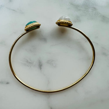 Moonlight : Moonstone Gold-Toned Brass Bracelet, handmade  - Oliver Barret