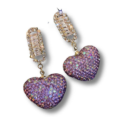 Lavender Crystal heart drop earrings - Oliver Barret
