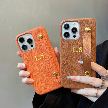 Leather Case with Handstrap Custom Initial Covers - Oliver Barret