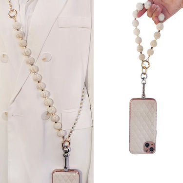 Multiple length pearl and beaded smartphone lanyard - Oliver Barret