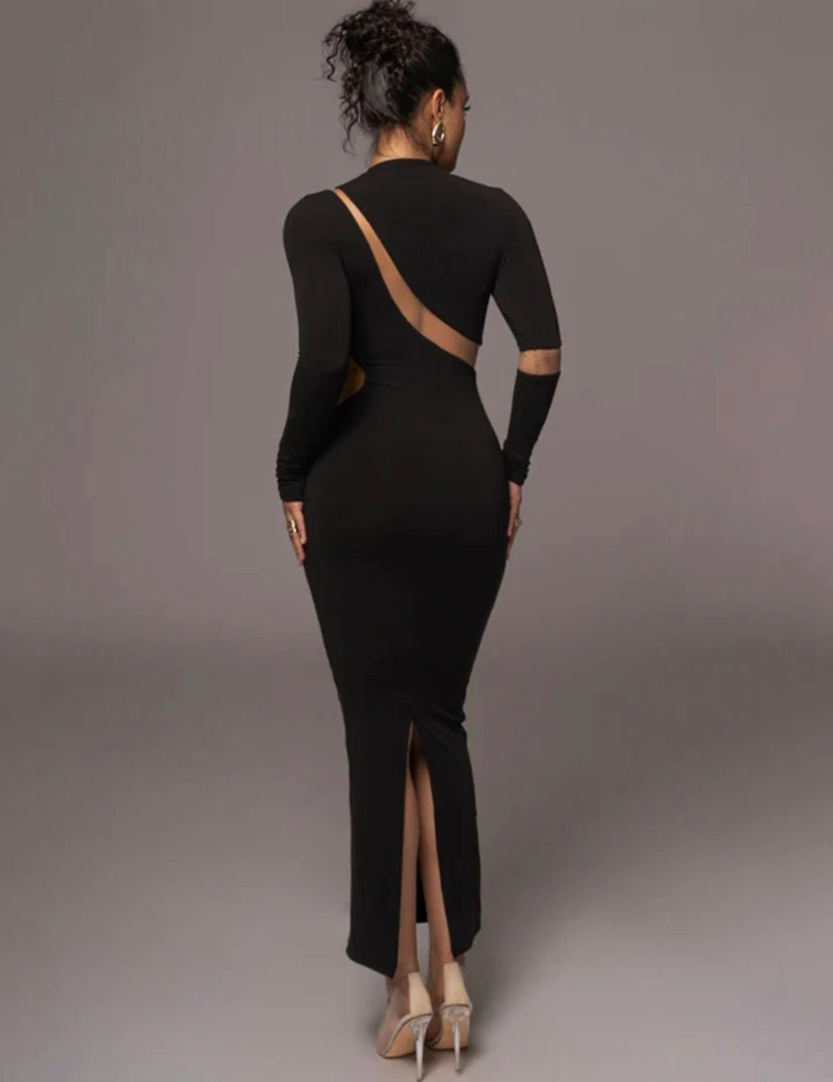 Nylon bodycon dress with mesh cutout - Oliver Barret