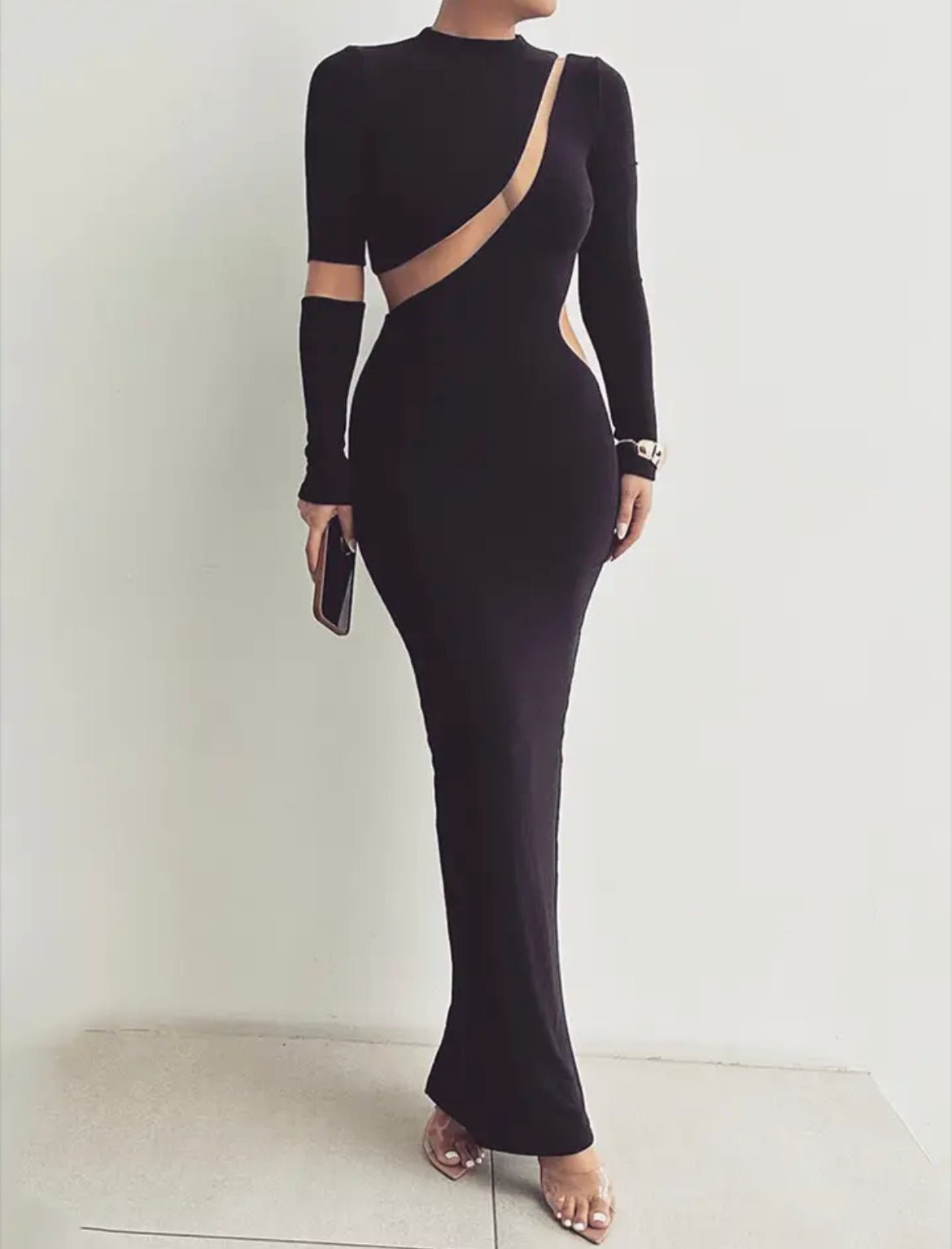 nylon bodycon dress Winter Nylon Bodycon Dress with Turtleneck, Button Decoration, and Hooded Collar, Floor-Length Sheath Silhouette for Middle Age Women from Dhgate Basic & Casual Dresses