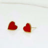 Red Enamel heart earrings - Oliver Barret