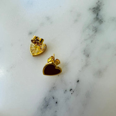 Red Enamel heart earrings - Oliver Barret