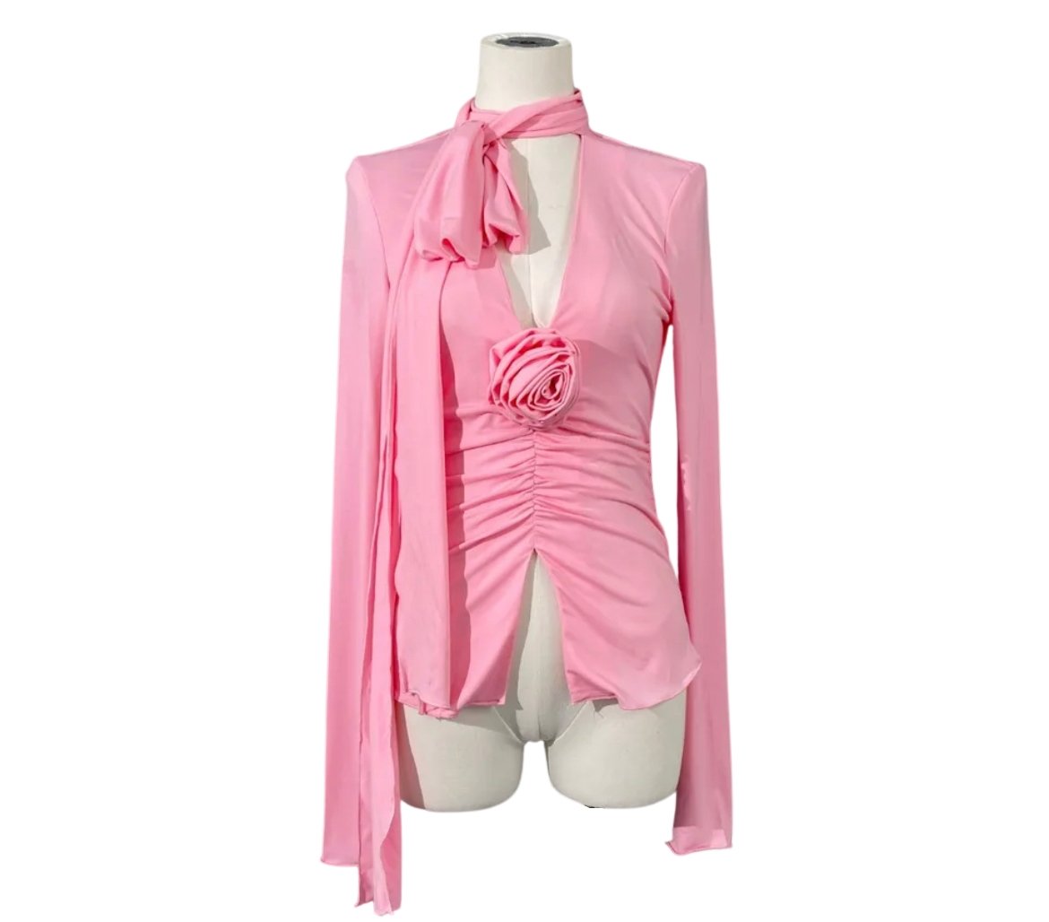 Rose applicate blouse - Pink - Oliver Barret