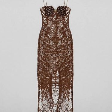 Sequin Dress with Petal Detail - Oliver Barret