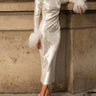 Sequin Midi Dress with Maribou Feather cuffs - Oliver Barret
