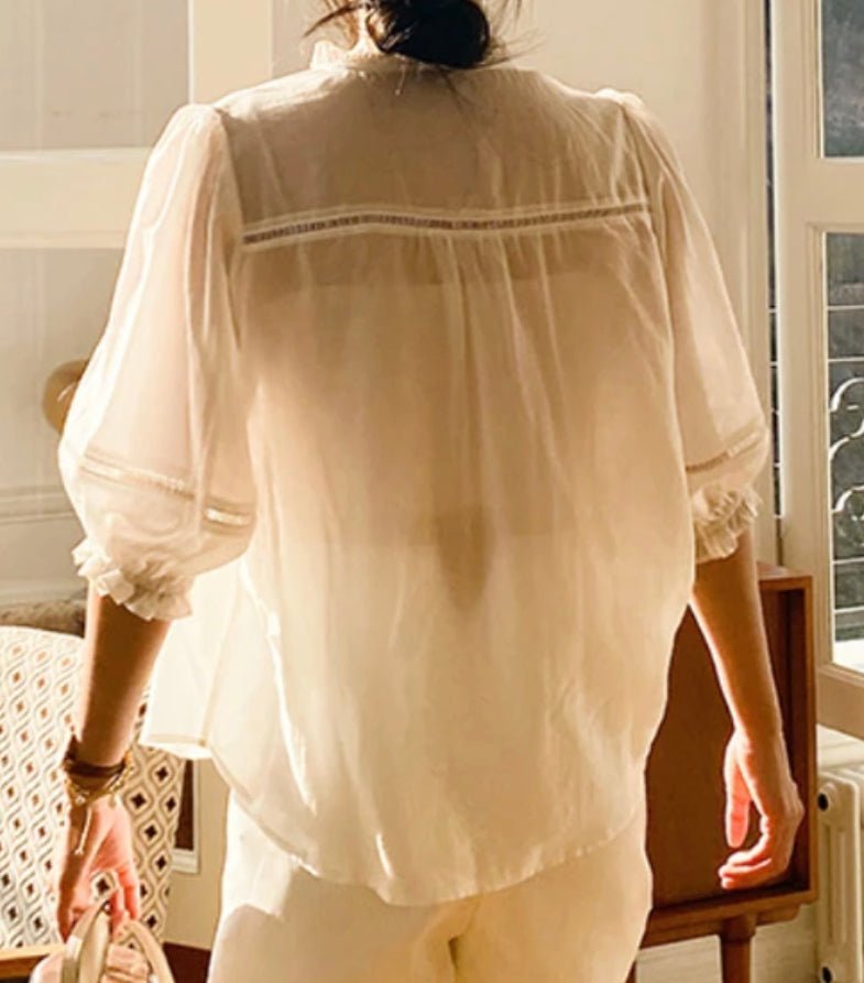 Sheer Blouse with Ruffle - Oliver Barret