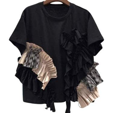 T-shirt with pleats and ruffle patchwork - Oliver Barret