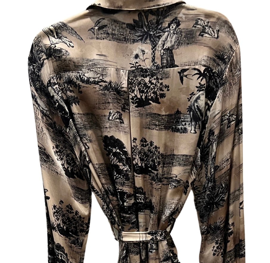 Toile Print Satin Shirt Dress - Oliver Barret